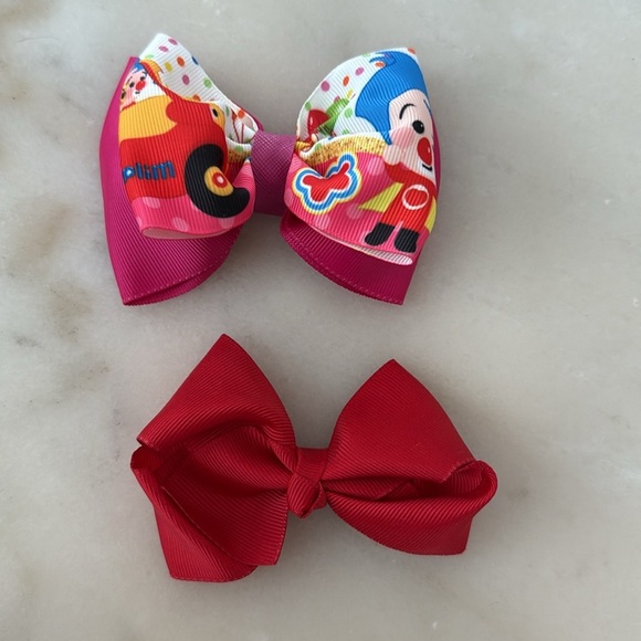 Plim Plim Colorful Hair Bow For Girls with Santa Designs Set of 4 NWOT - Picture 5 of 8